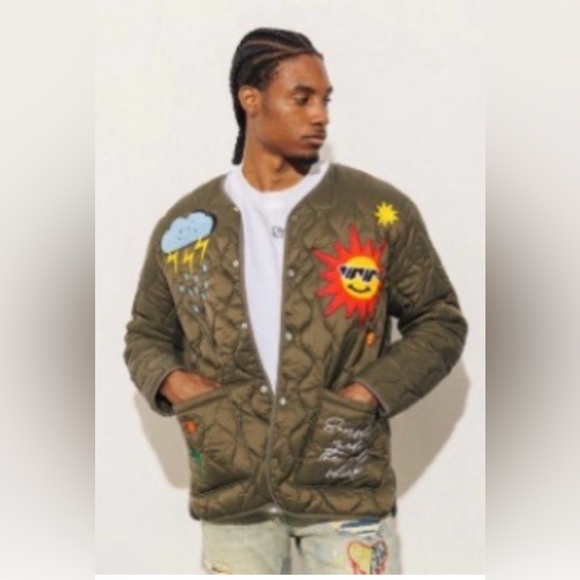 First Row Rain Or Shine Quilted Olive Liner Puff Jacket Sz Small Unisex - Picture 5 of 5